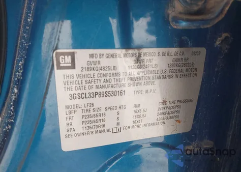 2009 Saturn Vue 4-Cyl Xe z USA, uszkodzony, nr VIN 3GSCL33P89S530161